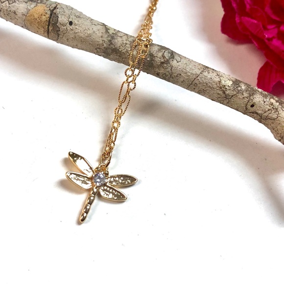Dragonfly Necklace, Butterfly, Minimalist, Garden - Picture 6 of 10